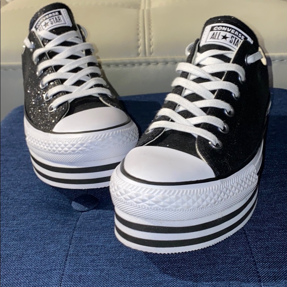 Black Glitter Converse Platform